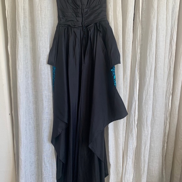 Black and turquoise sequin semi formal gown - Picture 3 of 8